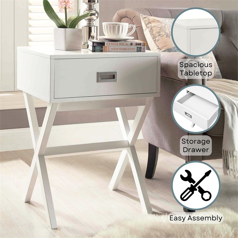 Convenience Concepts Designs2Go Landon End Table in White Wood Finish