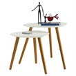 Convenience Concepts Oslo Nesting End Tables in White and Natural Wood Finish