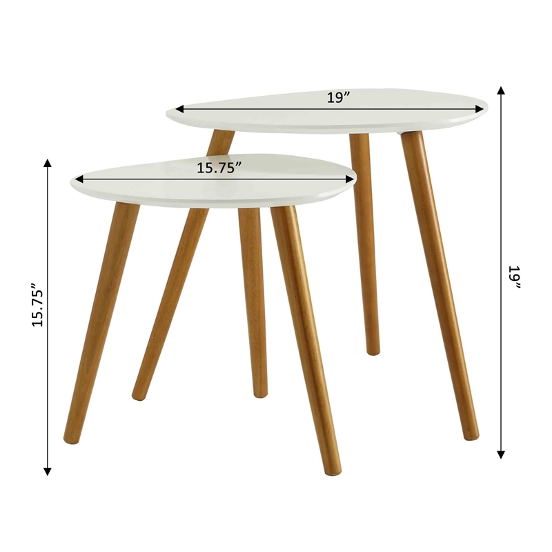 Convenience Concepts Oslo Nesting End Tables in White and Natural Wood Finish