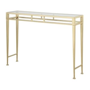 convenience concepts gold coast julia hall console table in gold metal finish