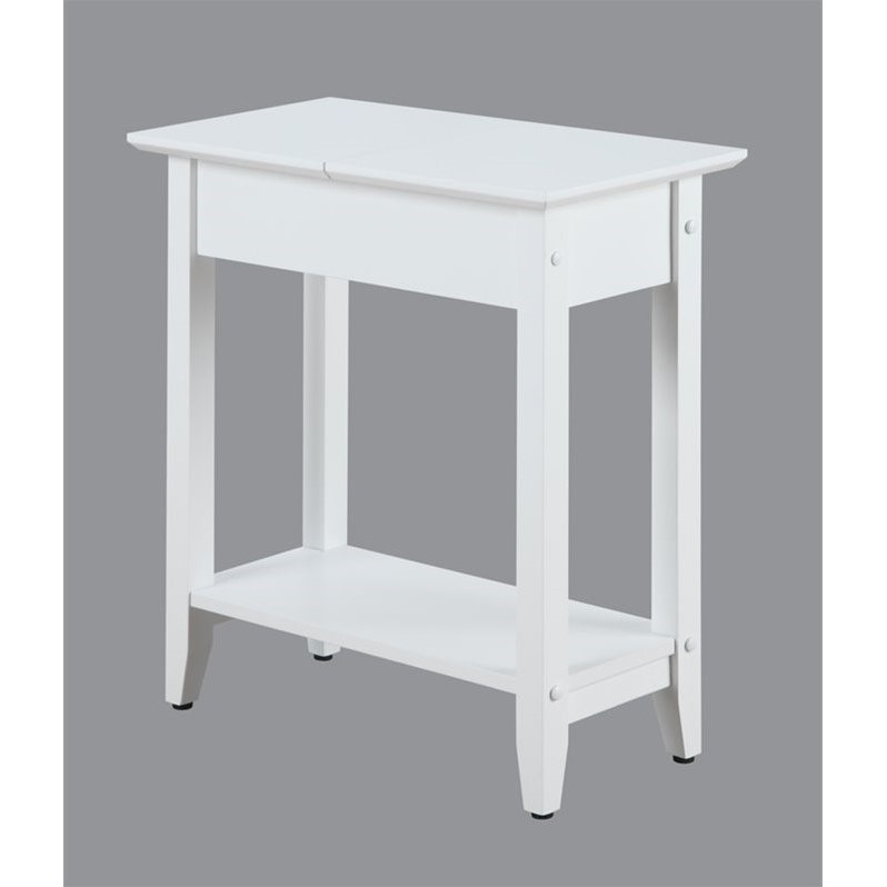 Convenience Concepts American Heritage Flip Top End Table in White Wood Finish