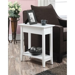 Convenience Concepts American Heritage Flip Top End Table in White Wood Finish