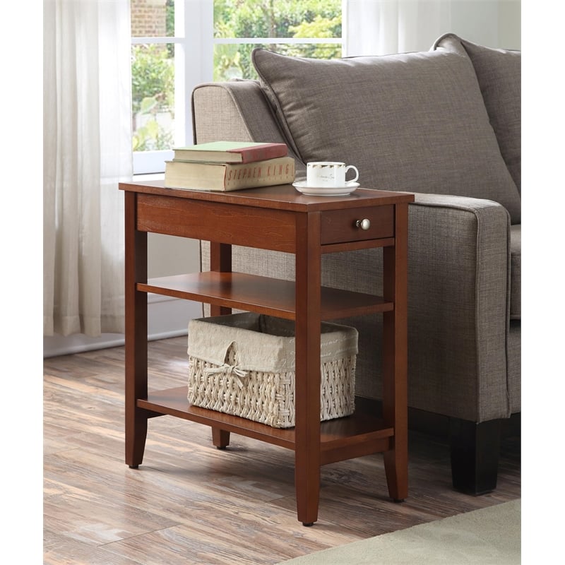Convenience Concepts American Heritage 3 Tier End Table in Cherry Wood Finish