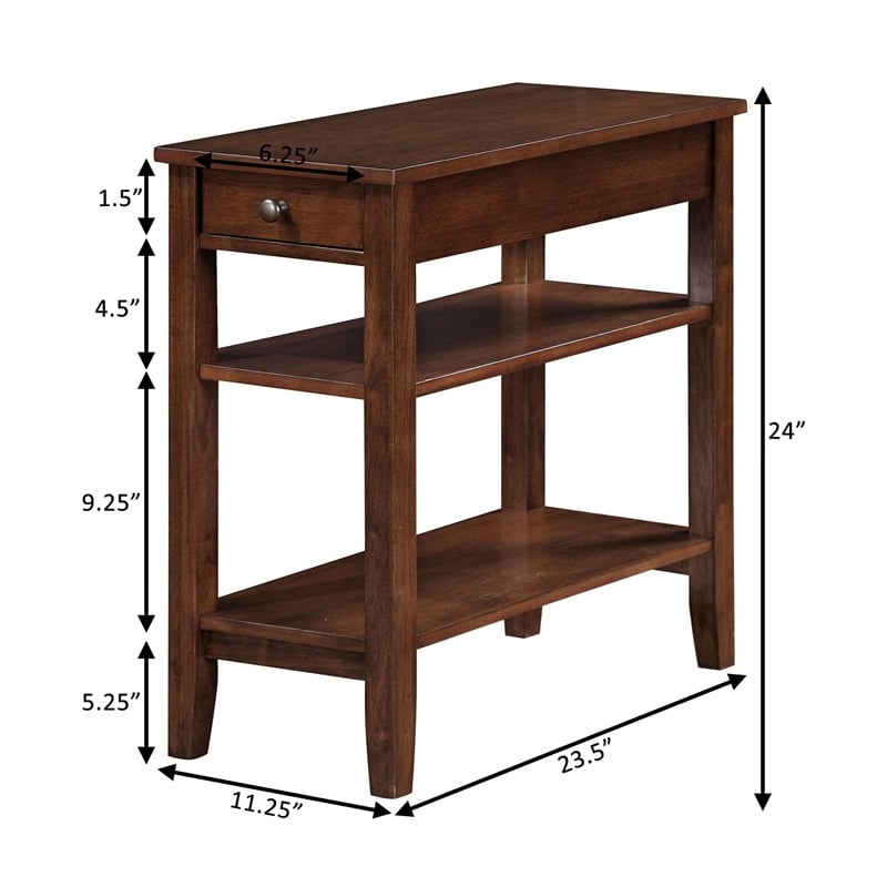 Convenience Concepts End Table Nightstand Bedside Rectangle in Wood - Espresso