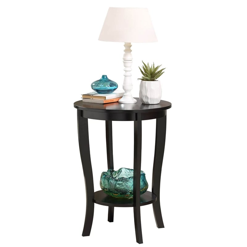 Convenience Concepts American Heritage Round Table in Black Wood Finish