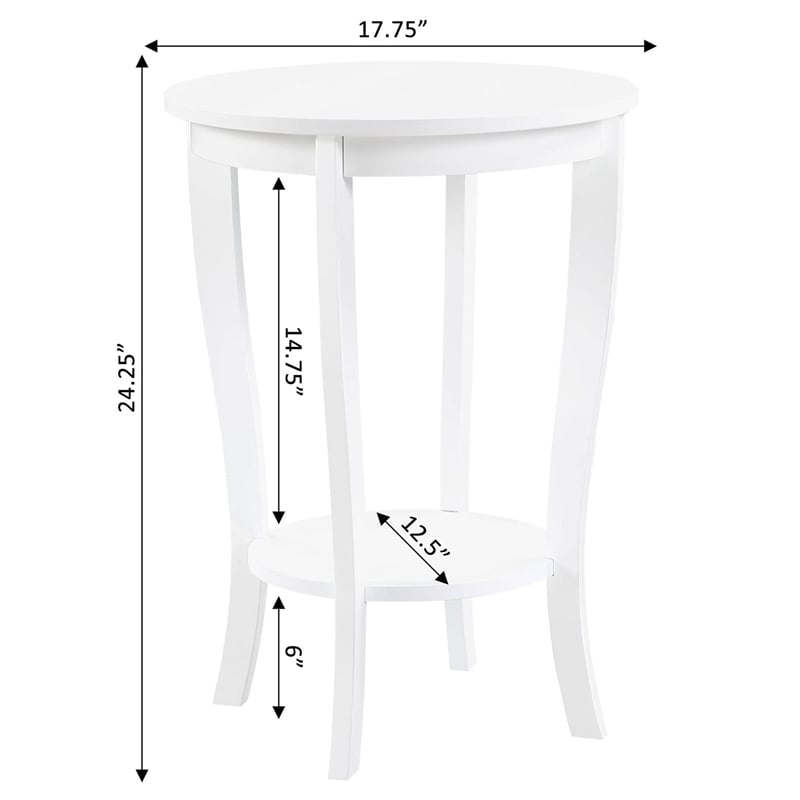 Convenience Concepts American Heritage Round Table in White Wood Finish