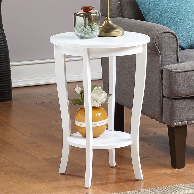 Convenience Concepts American Heritage Round Table in White Wood Finish