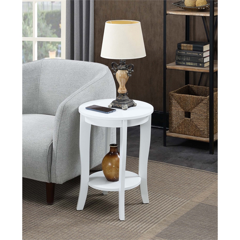 Convenience Concepts American Heritage Round Table in White Wood Finish