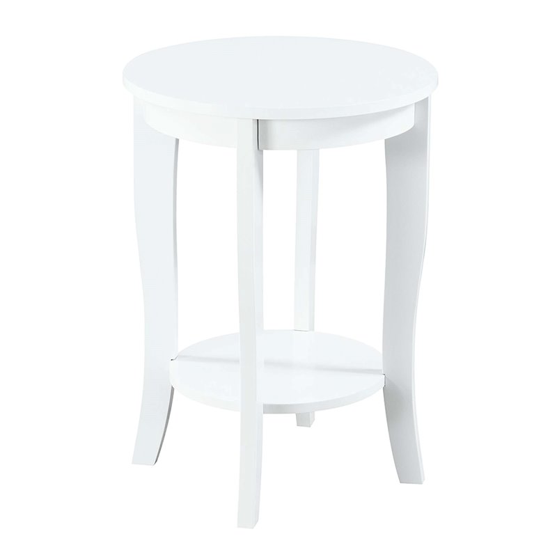 Convenience Concepts American Heritage Round Table in White Wood Finish
