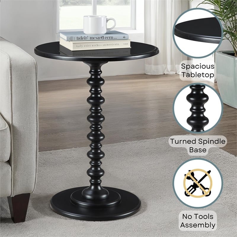 Convenience Concepts Palm Beach Spindle Table in Black Wood Finish