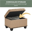Designs4Comfort 5th Avenue Storage Ottoman in Beige Tan Fabric & Nail Head Trim