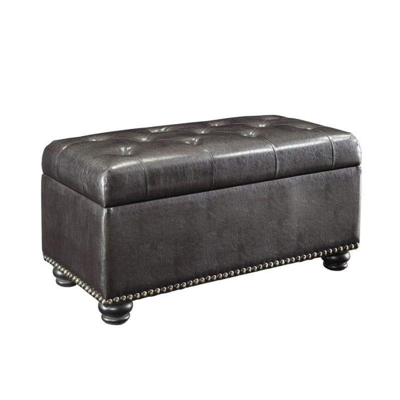 Convenience Concepts Designs4Comfort 7th Avenue Ottoman in Espresso Faux Leather