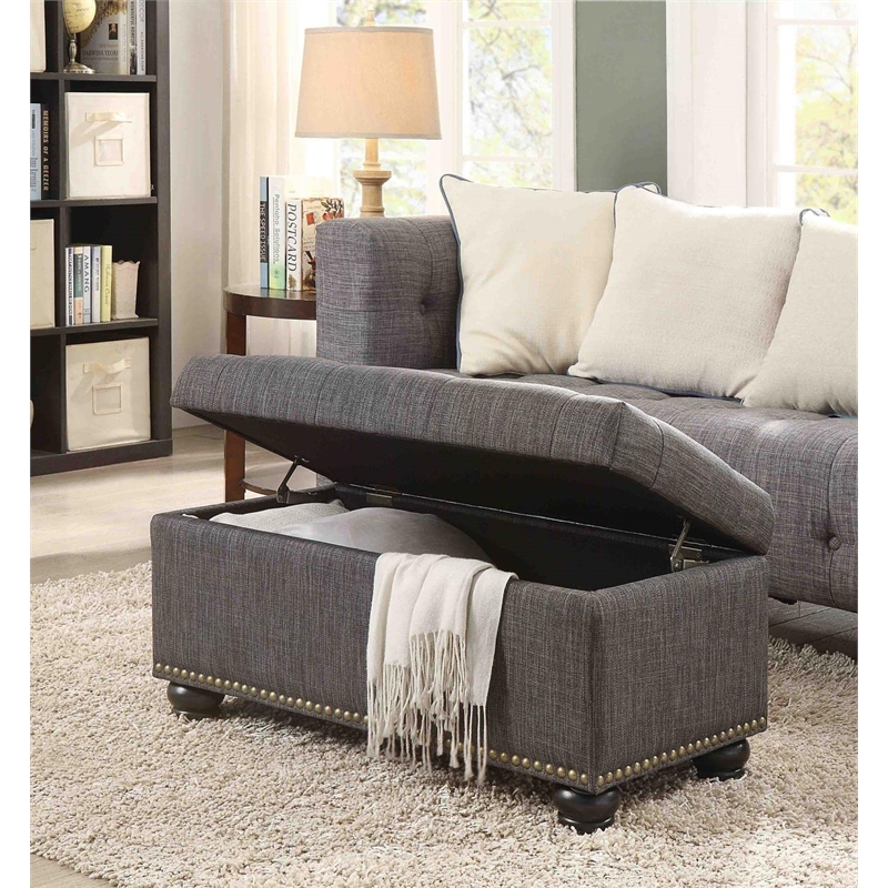 Convenience Concepts Designs4Comfort 7th Avenue Ottoman in Black Faux Leather