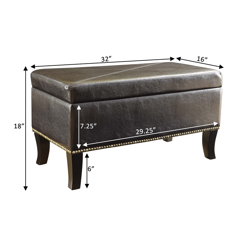 Convenience Concepts Designs4Comfort Winslow Ottoman in Espresso Faux Leather