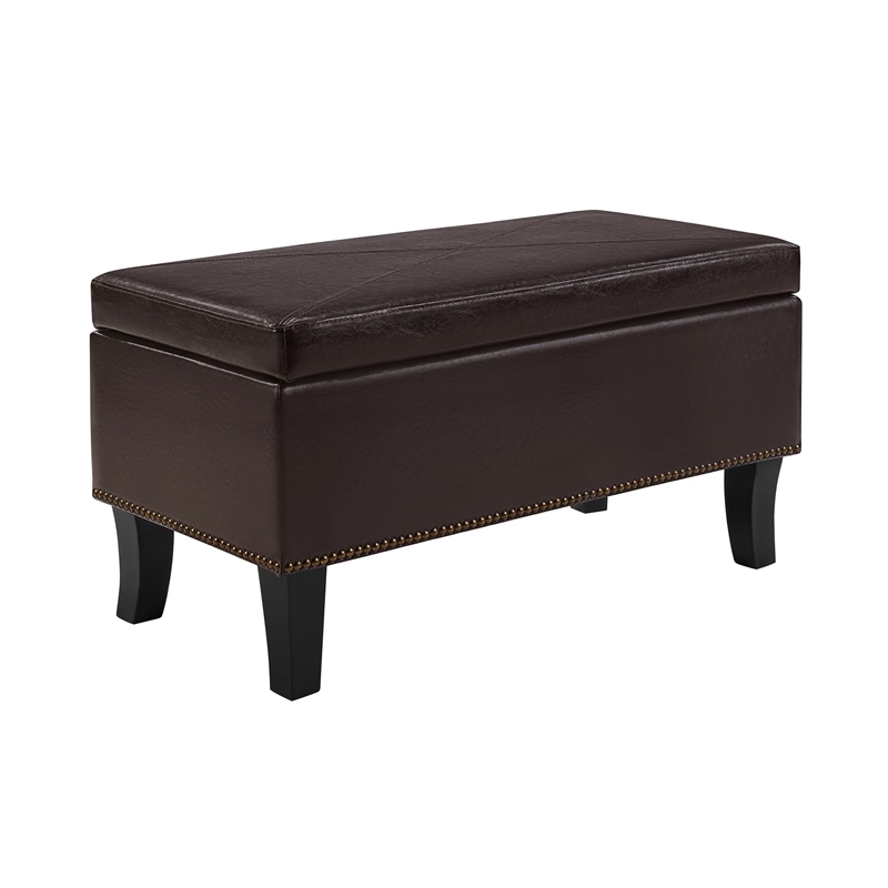 Convenience Concepts Designs4Comfort Winslow Ottoman in Espresso Faux Leather