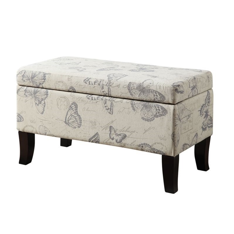 Designs4Comfort Winslow Ottoman in Butterfly Multi-color Print Fabric