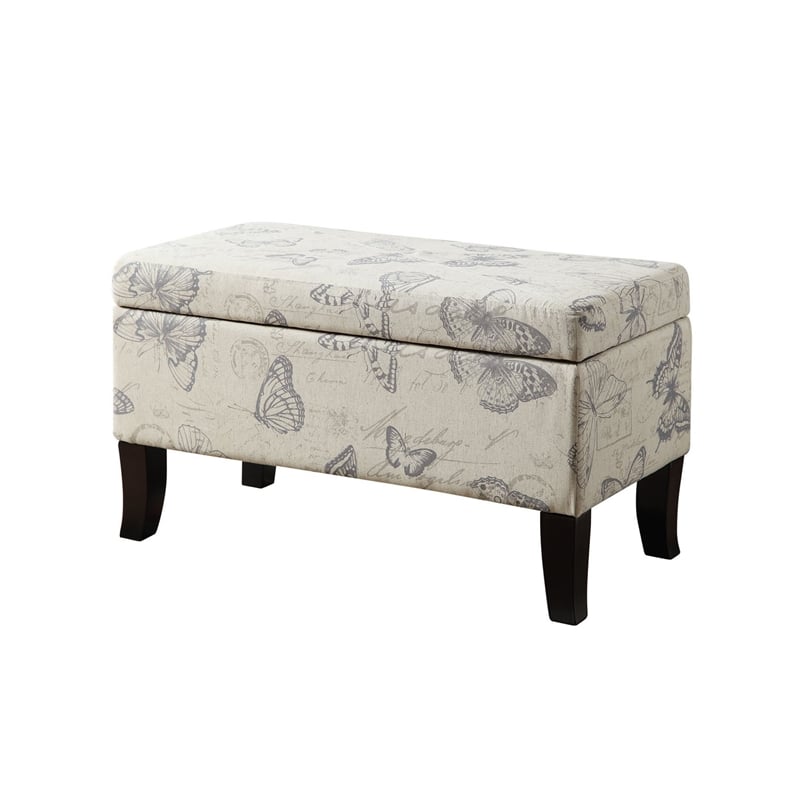 Designs4Comfort Winslow Ottoman in Butterfly Multi-color Print Fabric