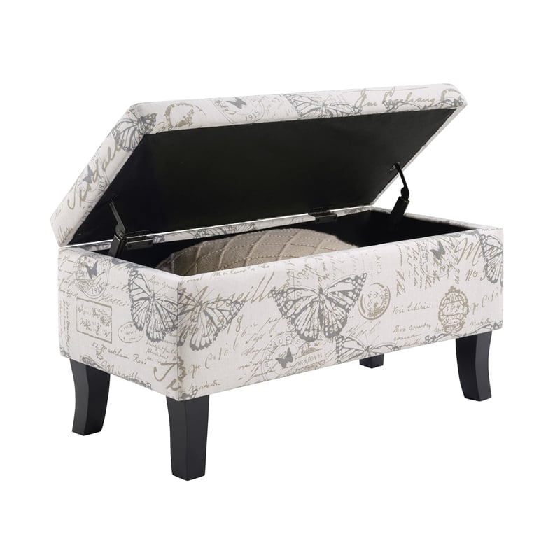 Designs4Comfort Winslow Ottoman in Butterfly Multi-color Print Fabric