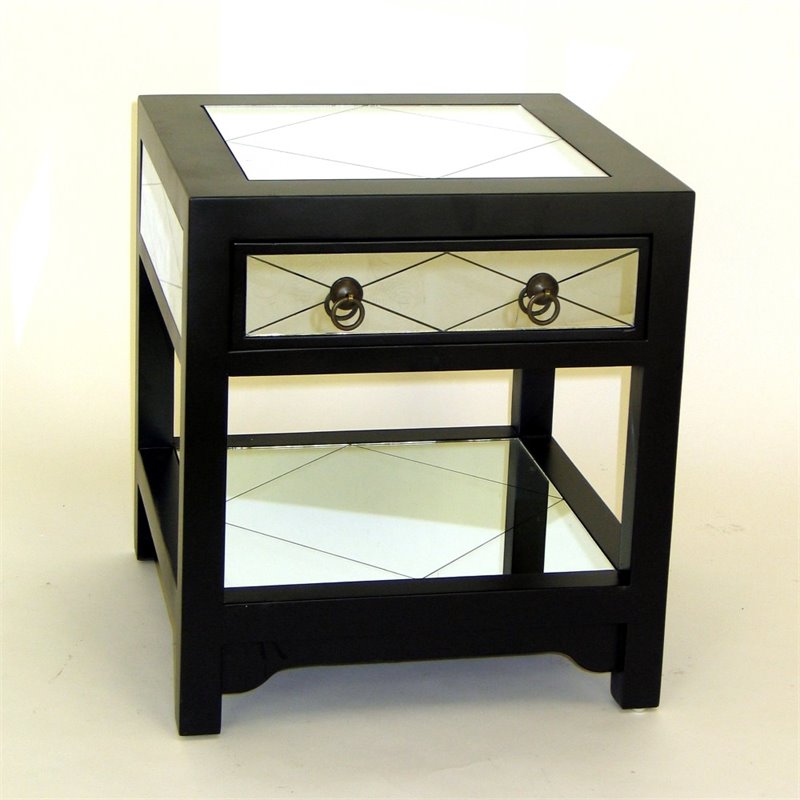 Wayborn Tanner Mirrored End Table in Black - 3525