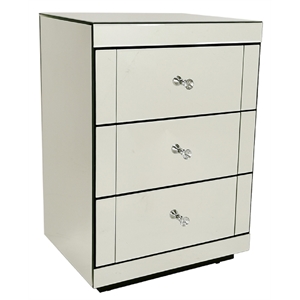luminous beveled mirrored 18wx15dx26h chest in a clear color with three drawers