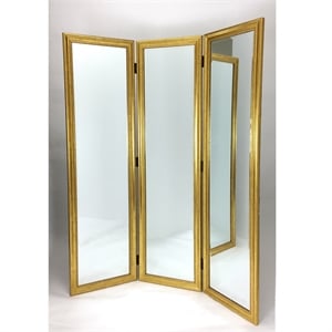 hollywood full dressing mirror 60wx72h 3 panel gold color double hinged divider