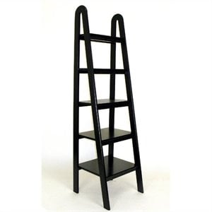 wayborn basswood 5 tier ladder bookcase in black