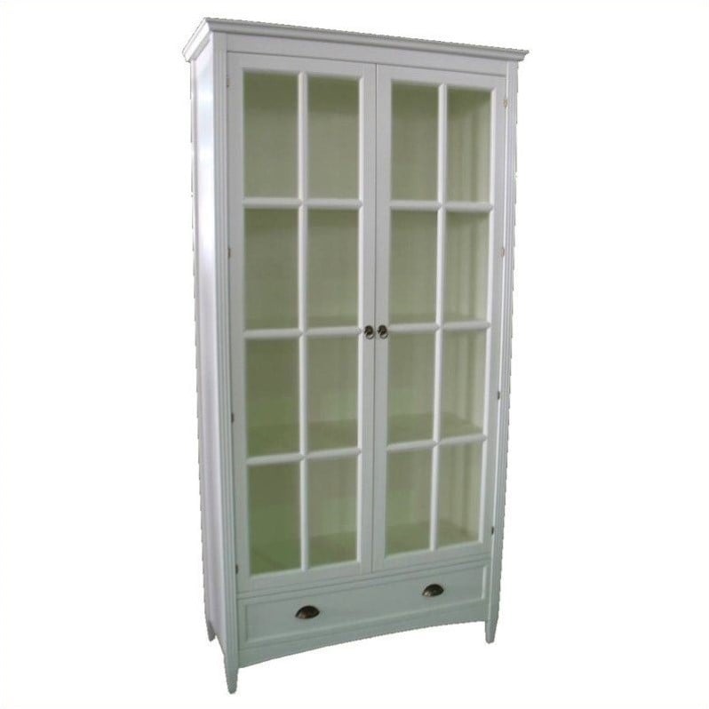 Barrister Bookcase with Glass Door in White - 9124W