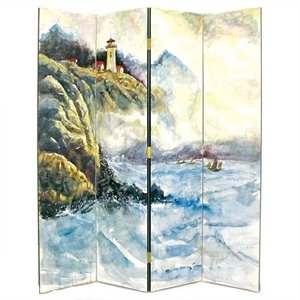 wayborn hand painted 4 panel lighthouse room divider
