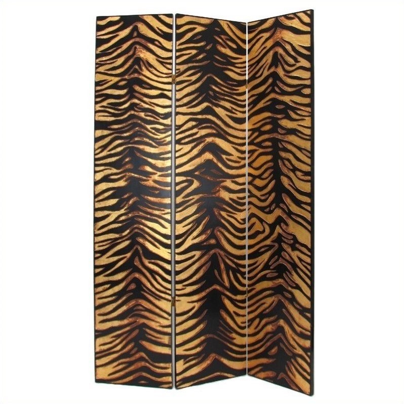 Wayborn Gold Leaf Zebra Room Divider in Black and Gold