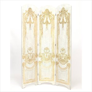 wayborn hand painted classic scroll room divider in gold