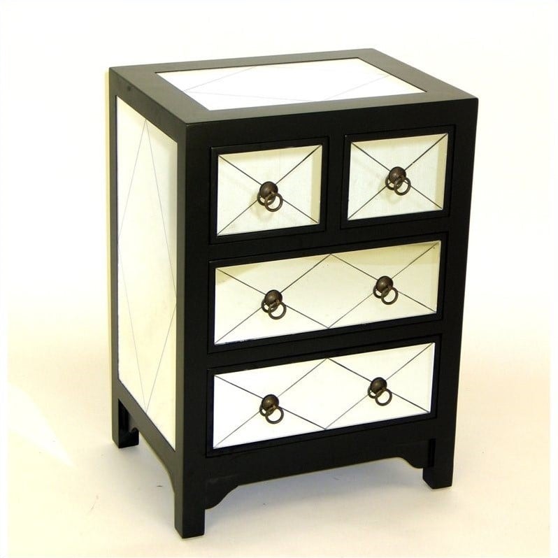 Mirror 4 Drawer Accent Chest in Black 3520