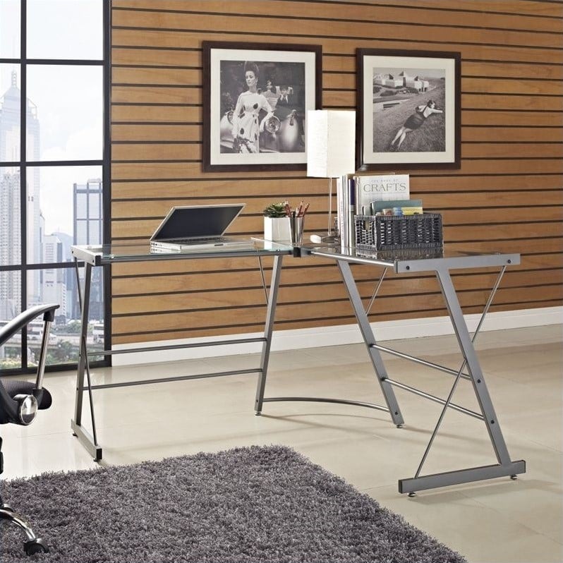 Altra Furniture Glass L-Shaped Computer Desk - 9393096