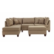 Poundex 3 Piece Fabric Sectional Sofa Set with Ottoman in Sand Brown