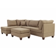 Poundex 3 Piece Fabric Sectional Sofa Set with Ottoman in Sand Brown