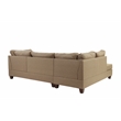 Poundex 3 Piece Fabric Sectional Sofa Set with Ottoman in Sand Brown