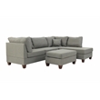 Poundex 3 Piece Fabric Reversible Sectional Sofa Set with Ottoman in Gray
