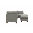 Poundex 3 Piece Fabric Reversible Sectional Sofa Set with Ottoman in Gray