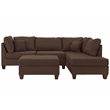 Poundex 3 Piece Fabric Sectional Sofa Set with Ottoman in Chocolate Brown