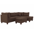Poundex 3 Piece Fabric Sectional Sofa Set with Ottoman in Chocolate Brown