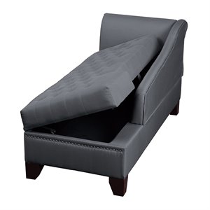 poundex furniture fabric chaise lounge with storage