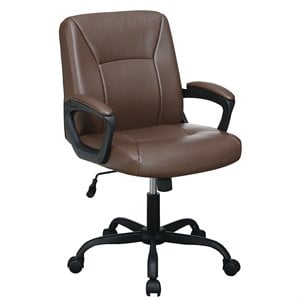 Poundex Furniture Modern Faux Leather Office Chair in Brown Color