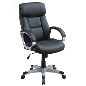 Poundex Furniture Modern Faux Leather Office Chair in Black Color