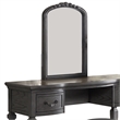 Poundex Furniture Wood Vanity Set with Stool and Mirror in Gray Color