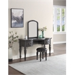 Poundex Furniture Wood Vanity Set with Stool and Mirror in Gray Color