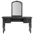 Poundex Furniture Wood Vanity Set with Stool and Mirror in Gray Color