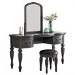 Poundex Furniture Wood Vanity Set with Stool and Mirror in Gray Color