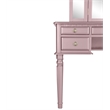 Poundex Furniture Wood Vanity Set with Mirror and Stool in Pink Rose Gold Color