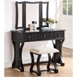 Poundex Furniture Wood Vanity Set with Stool and Mirror in Black