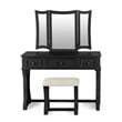 Poundex Furniture Wood Vanity Set with Stool and Mirror in Black