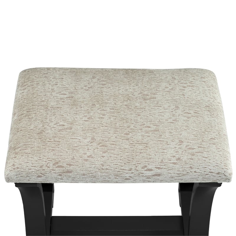 Poundex Furniture Wood Vanity Set with Stool and Mirror in Black